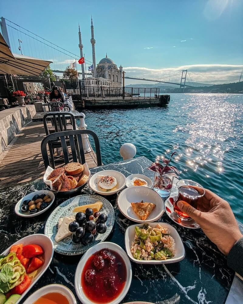 elegant turkish breakfast by the seaside in ortakoy istanbul gezenti anne